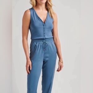 Travis Mathew Slate Blue Sleeveless Drawstring Jumpsuit Size small